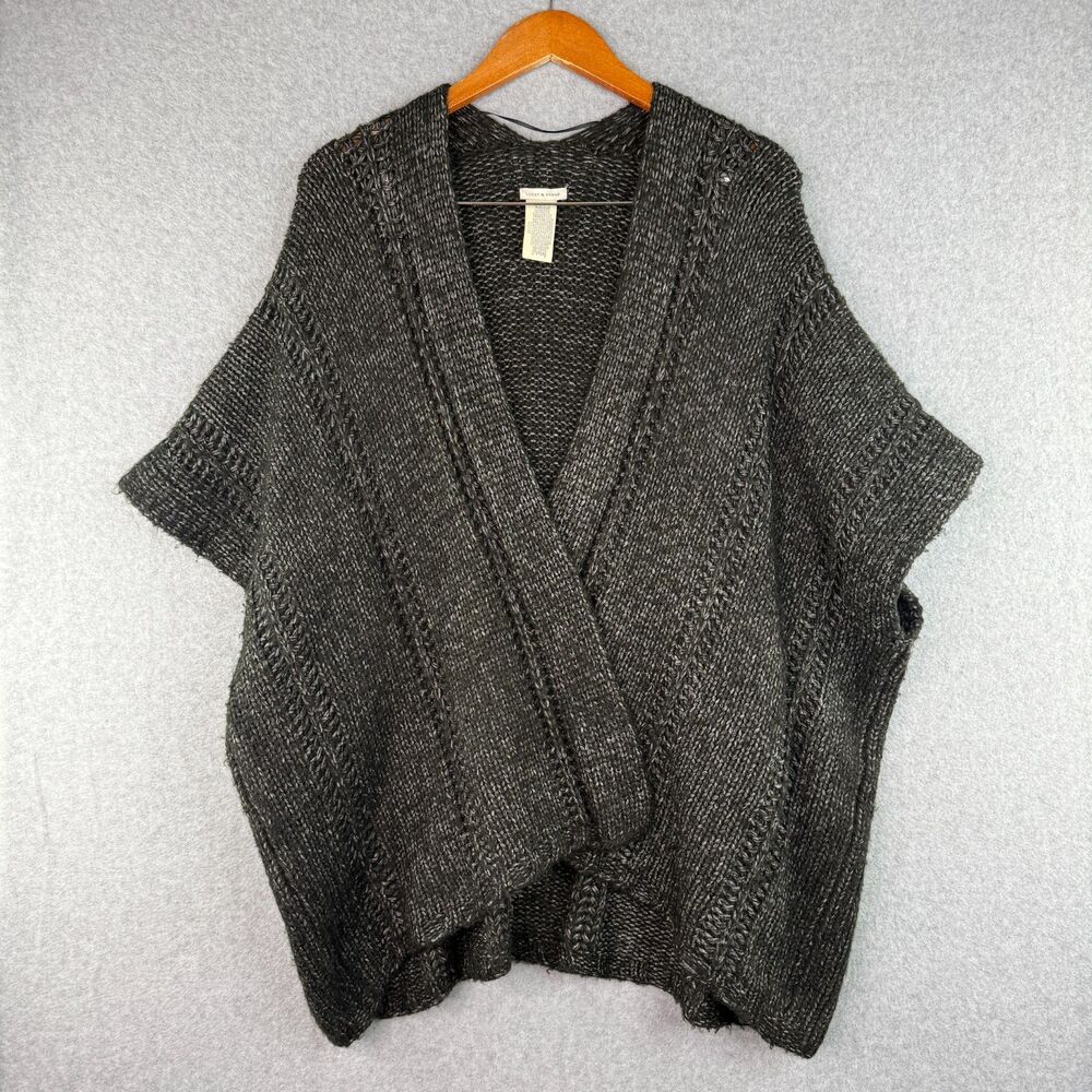 Lucky Brand Women's Dark Gray Knit Vest/Shrug Cozy Boho One Size Retro Western